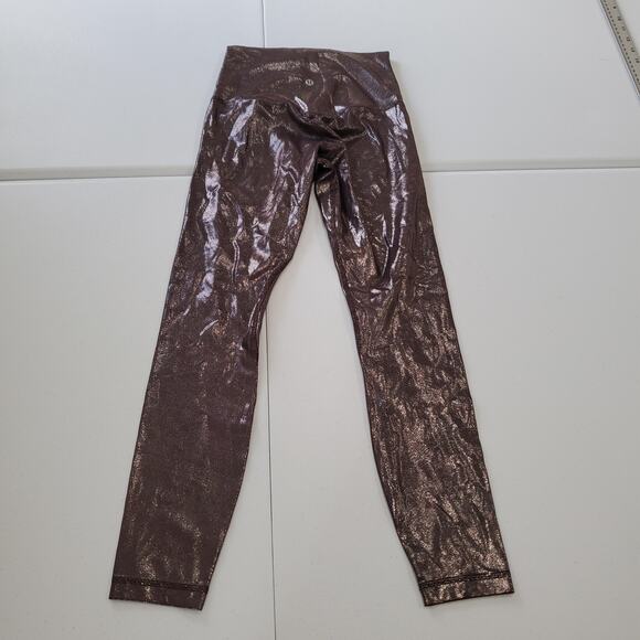 Lululemon Leggings Align High Rise 25" Womens 4 Brown Espresso Shine Workout - Picture 2 of 8